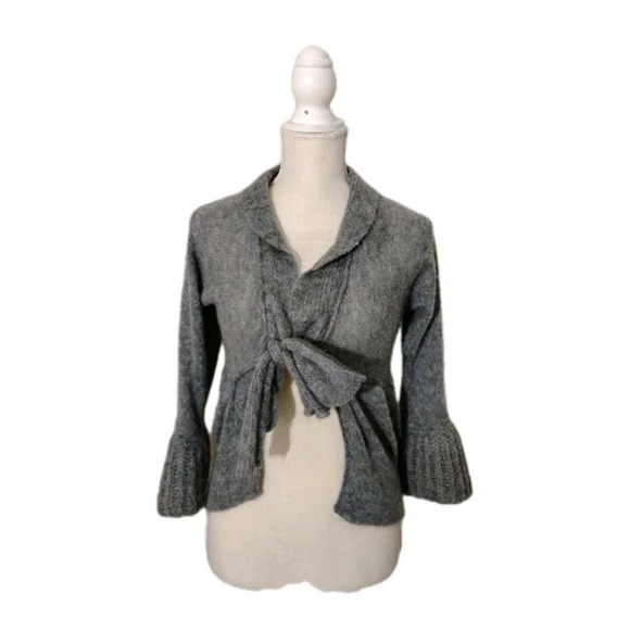 Sisley Gray Cardigan Sweater Mohair Blend Women's Size M Romania Soft Cozy - Picture 1 of 6
